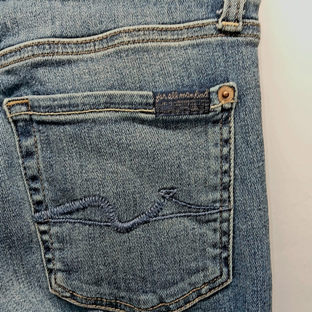 7 For All Mankind Ladies 24 Kimmie Straight Leg Designer Blue Denim Jeans, USA - Picture 7 of 12
